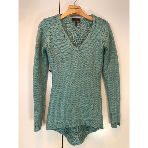 Fenn Wright Manson Green Open Mixed Knit Long Sleeve High-Low Tunic Sweater S - Picture 2 of 11